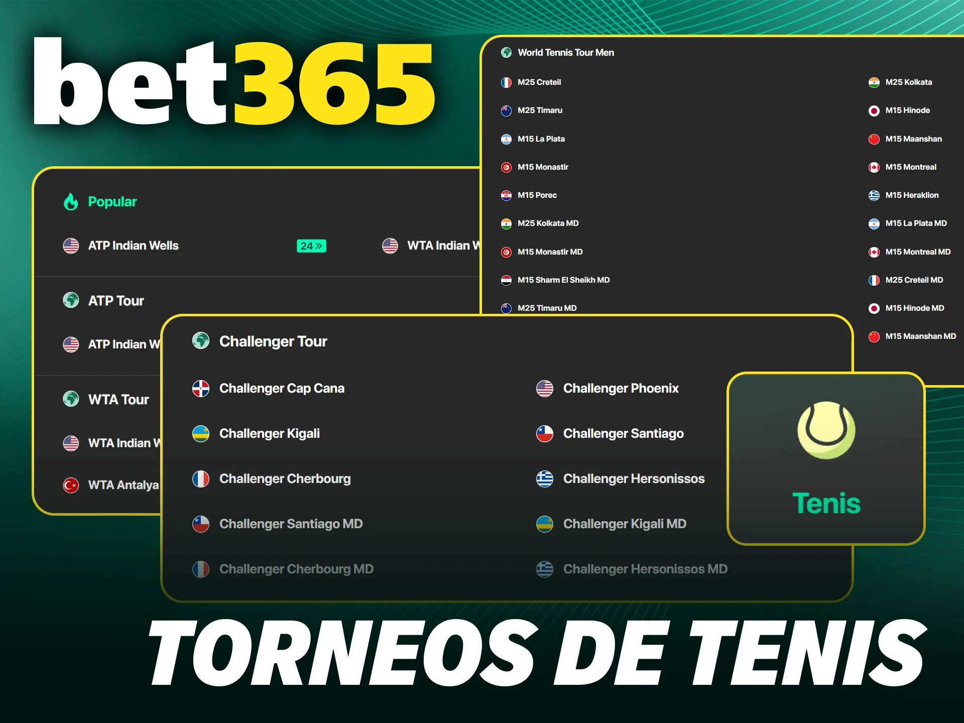 Elige los mejores torneos para tus apuestas de tenis en Bet365.