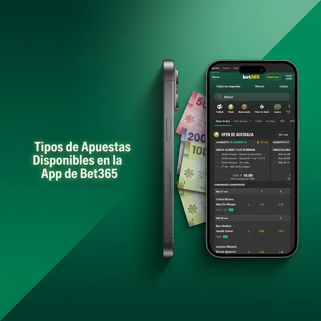 Tipos de apuestas en Bet365: simple, acumuladora, sistema, en vivo e In-Play disponibles en la app