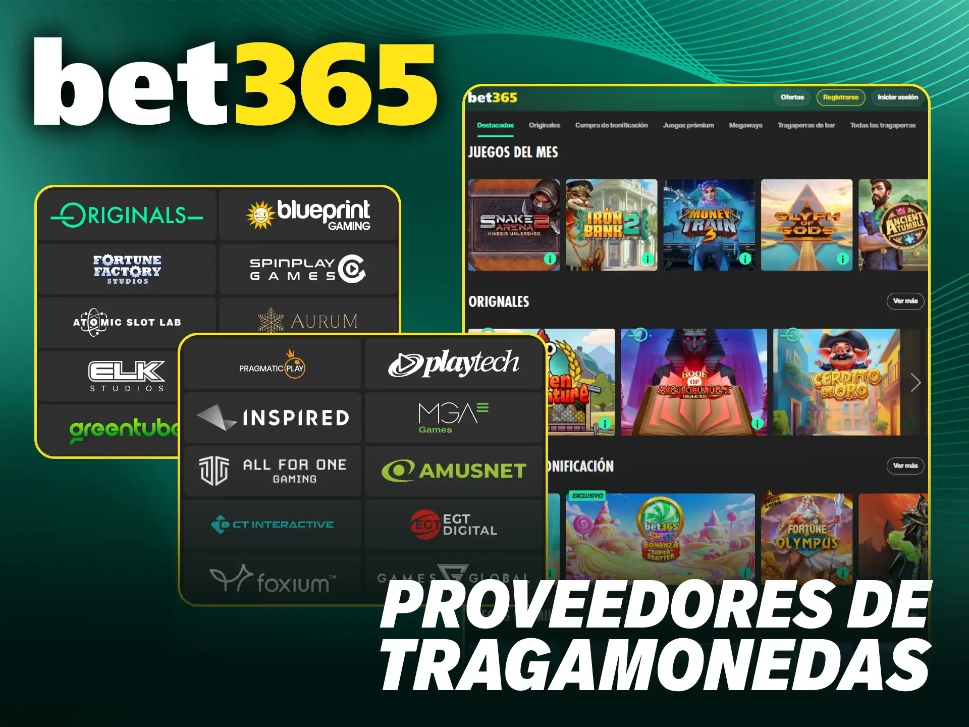 Conoce a los mejores desarrolladores de tragamonedas que colaboran con Bet365 oficial.