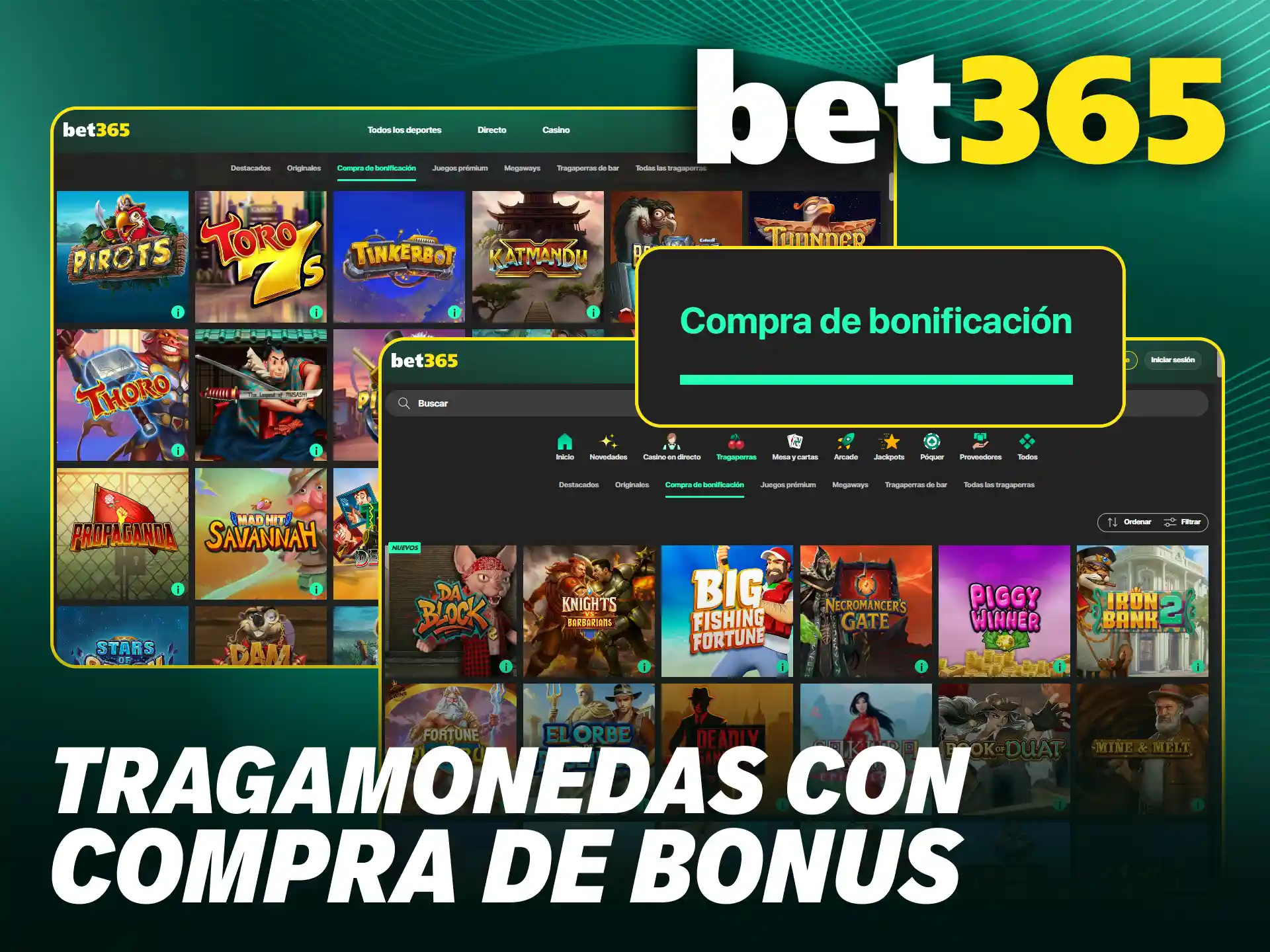 Elige las tragamonedas con compra de bonus en Bet365 para obtener triunfos.