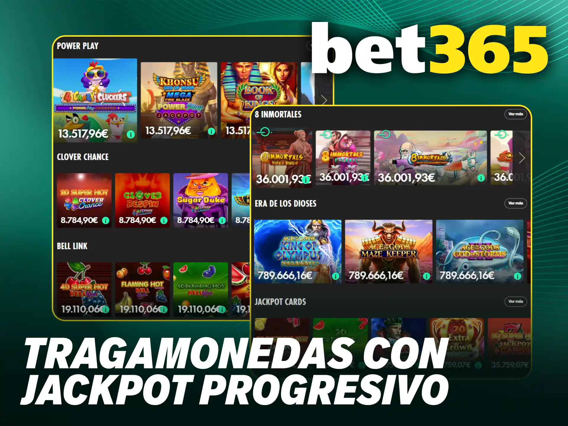 Juega por el premio mayor en una tragamonedas con jackpot progresivo en Bet365.